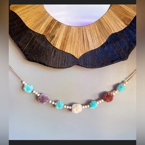 Muted Blue, Pink, Purple and White Pom Pom Garland.